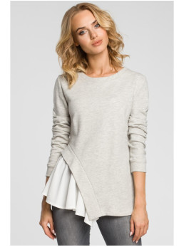 M333 Asimetriška daugiasluoksnė palaidinė - šviesiai pilka