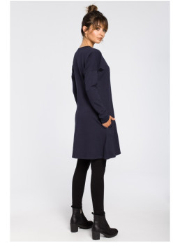 B042 Tunika su skeltuku priekyje - tamsiai mėlyna