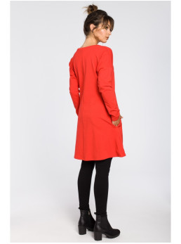 B042 Tunika su skeltuku priekyje - raudona