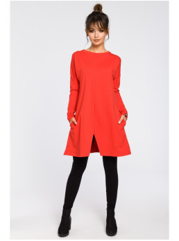 B042 Tunika su skeltuku priekyje - raudona