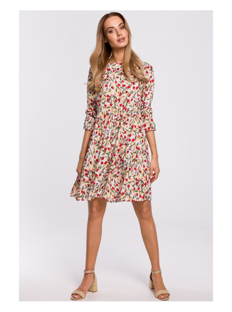 M521 Suknelė su raukiniais rankovėmis – 5 modelis - spalva