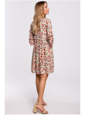 M521 Suknelė su raukiniais rankovėmis - modelis 5 - spalva