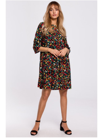 M521 Suknelė su raukiniais rankovėmis - 6 modelis - spalva