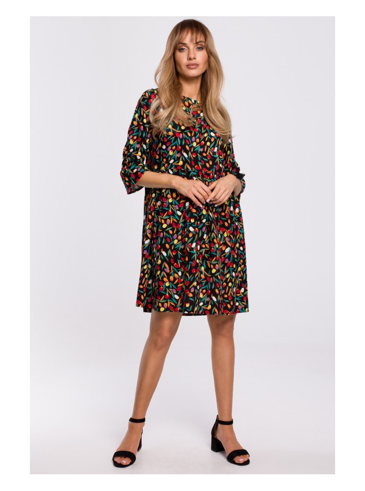 M521 Suknelė su raukiniais rankovėmis - 6 modelis - spalva