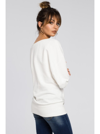 B048 Oversized blouse with a wrap detail - ecru