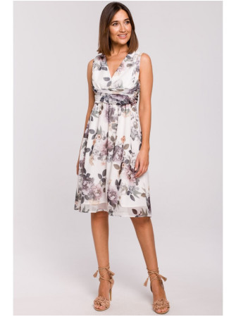 S225 Šifono suknelė gilia iškirpte - spalva