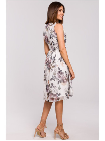 S225 Šifoninė suknelė gilia iškirpte - spalva