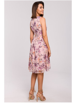 S225 Šifono suknelė gilia iškirpte – 2 modelis - spalva