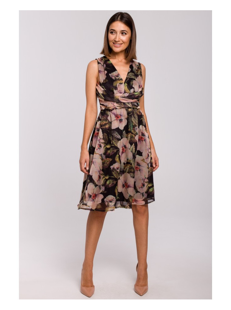 S225 Šifoninė suknelė gilia iškirpte - modelis 3 - spalva