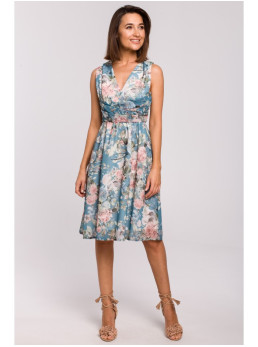 S225 Šifono suknelė gilia iškirpte (4 modelis) - spalva