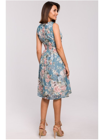 S225 Šifono suknelė gilia iškirpte (4 modelis) - spalva