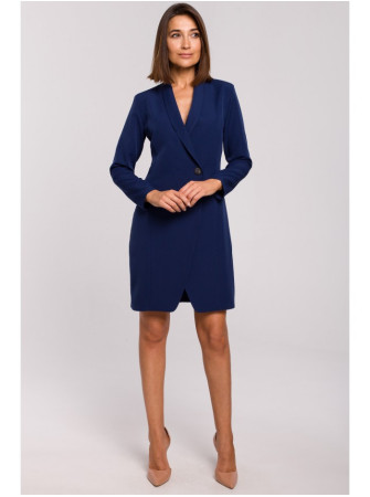 S217 Švarkas-suknelė - tamsiai mėlyna