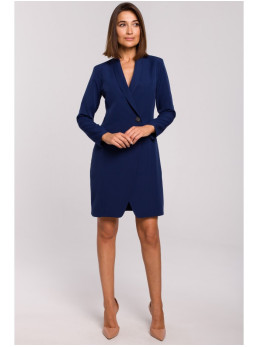 S217 Švarkelis-suknelė - tamsiai mėlyna