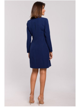 S217 Švarkas-suknelė - tamsiai mėlyna