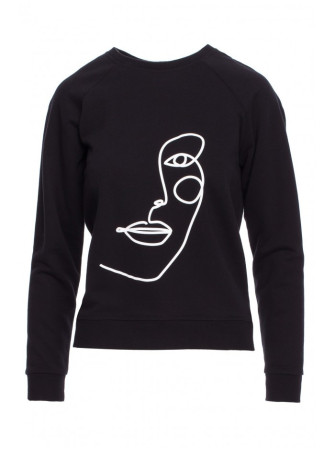 B167 Džemperis su priekiniu spaudu - juoda