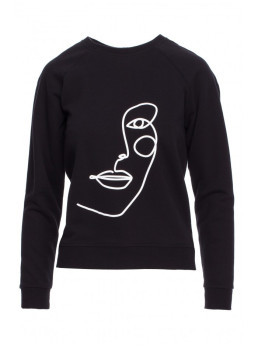 B167 Džemperis su priekiniu spaudu - juoda