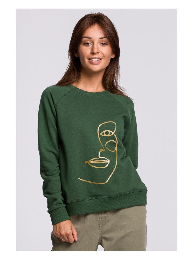 B167 Džemperis su priekiniu raštu - lawn green