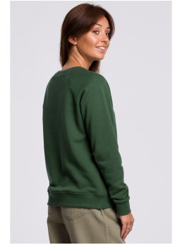 B167 Žalias megztinis su priekiniu raštu - lawn green