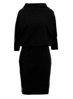 B175 Suknelė kimono rankovėmis - juoda