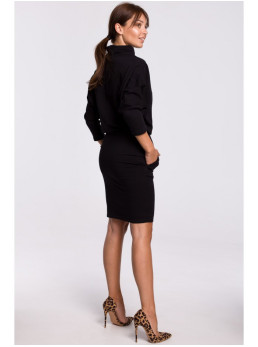 B175 Suknelė kimono rankovėmis - juoda