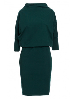 B175 Smaragdinė suknelė kimono rankovėmis - dark green