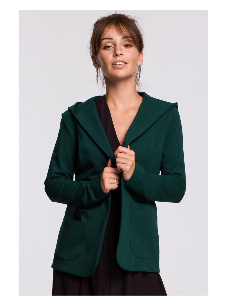 B180 Džemperinis švarkas su gobtuvu - dark green