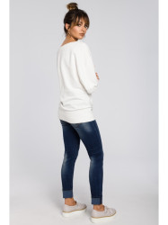 B048 Oversized blouse with a wrap detail - ecru