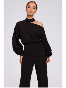 M528 Kombinezonas su "Bishop" tipo rankovėmis - juoda