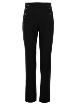 M530 Aukšto liemens kelnės su dekoratyvinėmis spaudėmis - juoda
