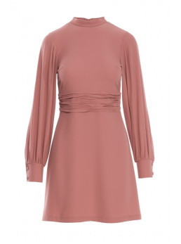 .K078 Suknelė su surauktu dirželiu - rožių