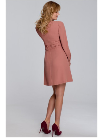 .K078 Suknelė su surauktu dirželiu - rožių