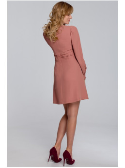 .K078 Suknelė su surauktu dirželiu - rožių