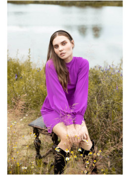 .K078 Surišama levandų spalvos suknelė - levandų