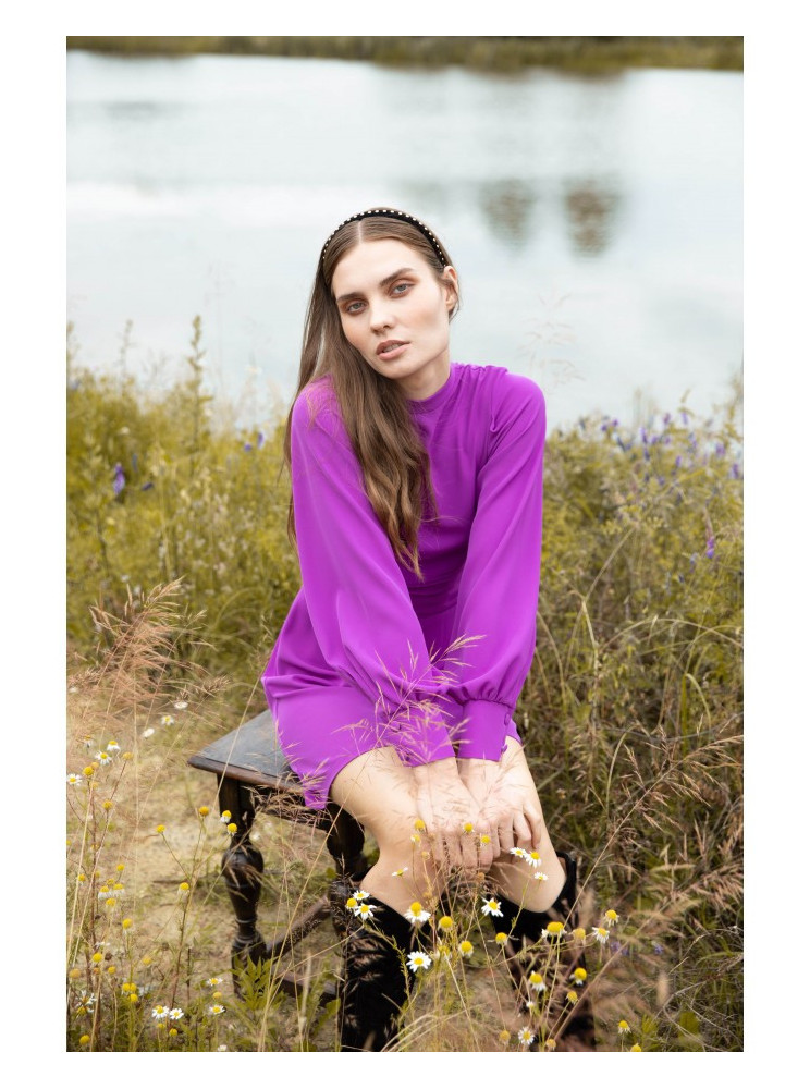 .K078 Surišama levandų spalvos suknelė - levandų