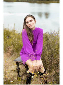 .K078 Surišama levandų spalvos suknelė - levandų