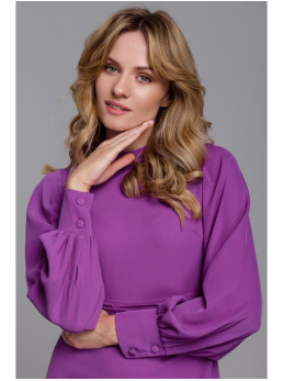 .K078 Suknelė su rauktu dirželiu - levandų