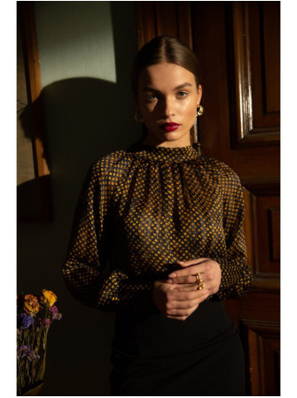 S235 Šifoninė palaidinė su raišteliu nugaroje - 3 modelis - spalva