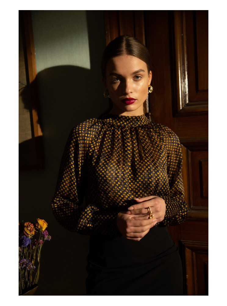 S235 Šifoninė palaidinė su raišteliu nugaroje - 3 modelis - spalva