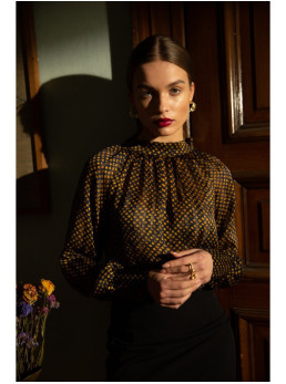 S235 Šifoninė palaidinė su raišteliu nugaroje - 3 modelis - spalva