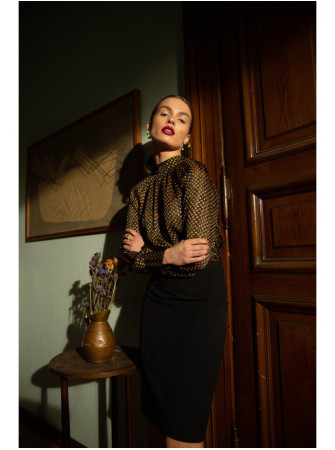 S235 Šifoninė palaidinė su raišteliu nugaroje - 3 modelis - spalva