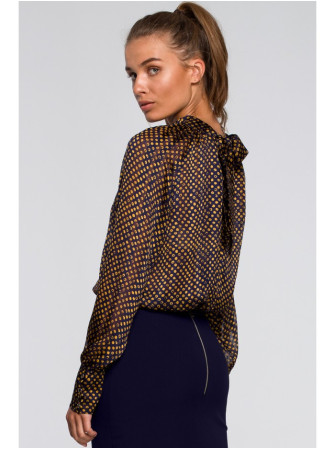 S235 Šifoninė palaidinė su raišteliu nugaroje - 3 modelis - spalva