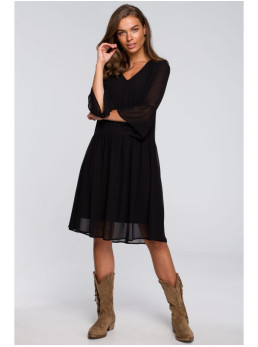 S236 S236 Lengva šifono suknelė - juoda