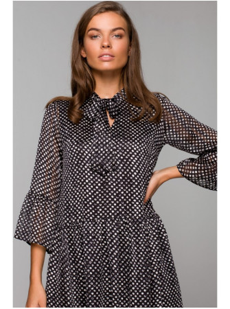 S237 Šifoninė suknelė asimetrišku raštu - spalva