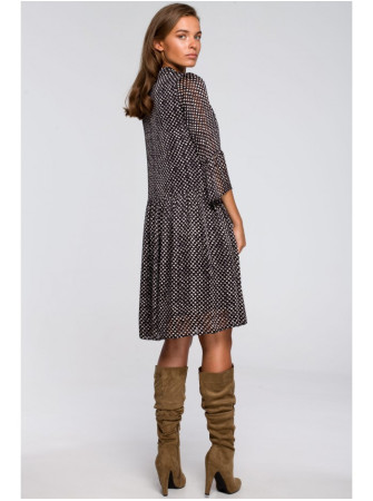 S237 Šifono suknelė su asimetrišku raštu - spalva