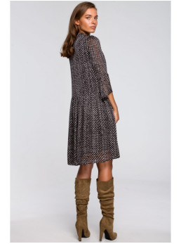 S237 Šifono suknelė su asimetrišku raštu - spalva