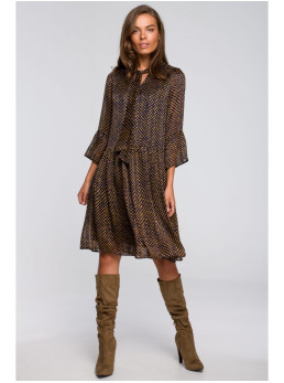 S237 Šifoninė suknelė su asimetrišku raštu – modelis 3 - spalva