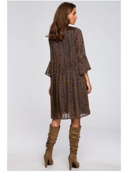 S237 Šifoninė suknelė su asimetrišku raštu – modelis 3 - spalva