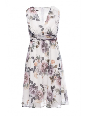 S225 Plunge-neck chiffon dress - model 1