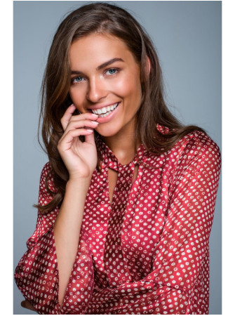 S237 Šifono suknelė asimetrišku raštu - spalva