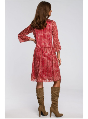 S237 Šifono suknelė su asimetrišku raštu - spalva